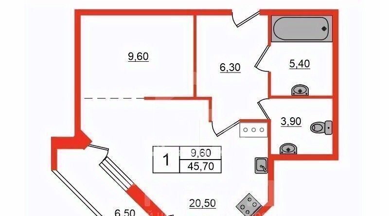 квартира г Санкт-Петербург метро Выборгская пр-кт Маршала Блюхера 9к/1 ЖК «Фламинго» Финляндский округ фото 2