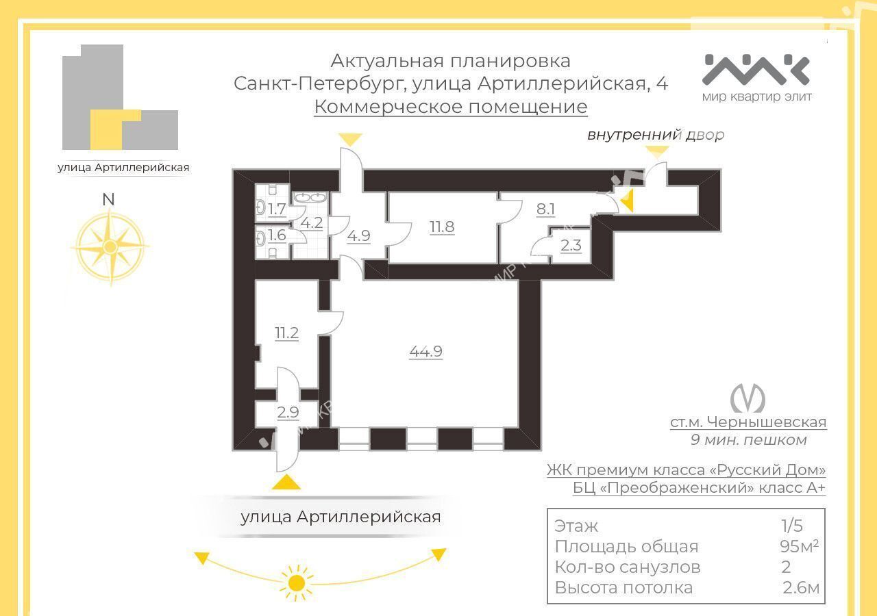 торговое помещение г Санкт-Петербург метро Чернышевская ул Артиллерийская 4 округ Литейный фото 10