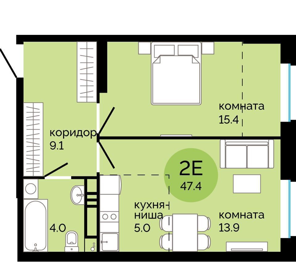 квартира г Пермь р-н Свердловский ул Яблочкова 5 корп. 4, блок-секция 4. 1-4.2 фото 1