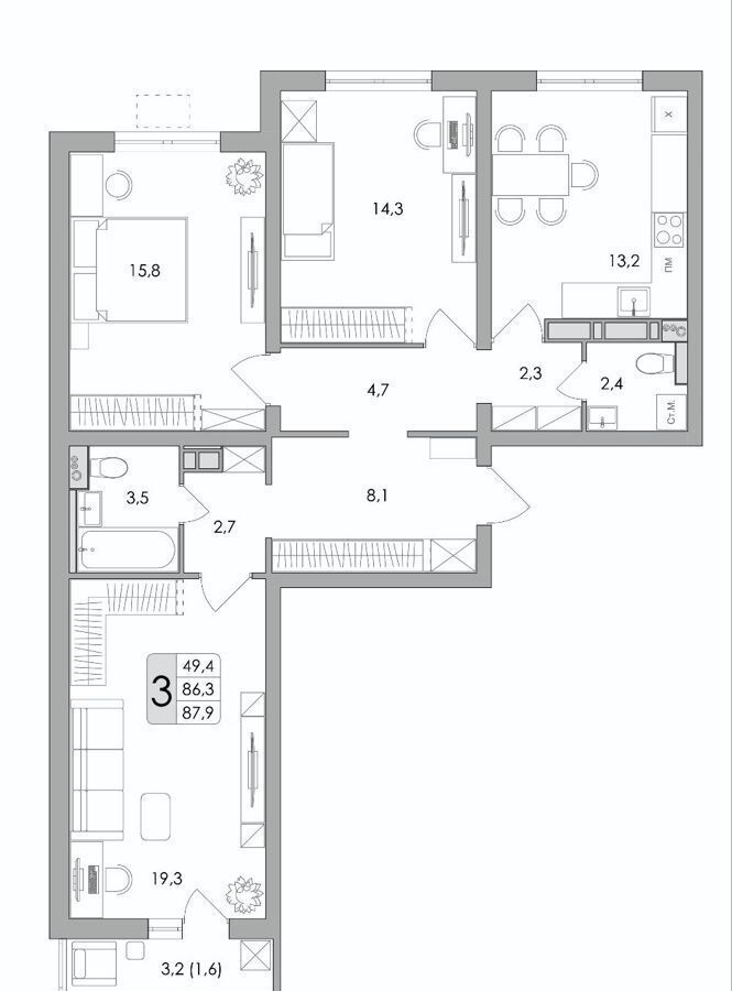 квартира г Воронеж р-н Центральный ул Шишкова 16 д. 140Б фото 2