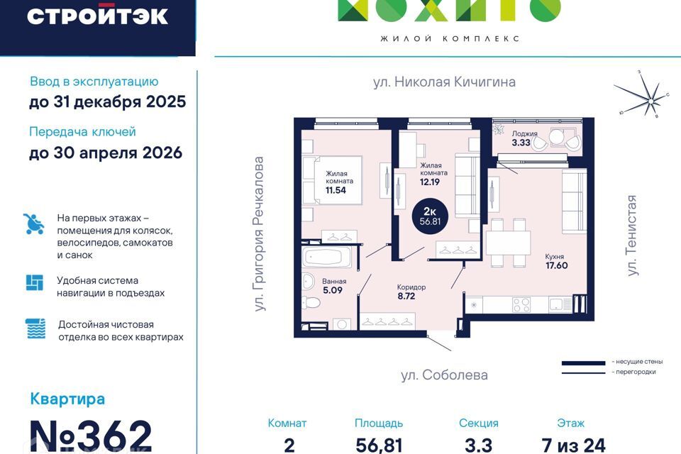 квартира г Екатеринбург Академический Екатеринбург, жилой комплекс Мохито, муниципальное образование фото 1