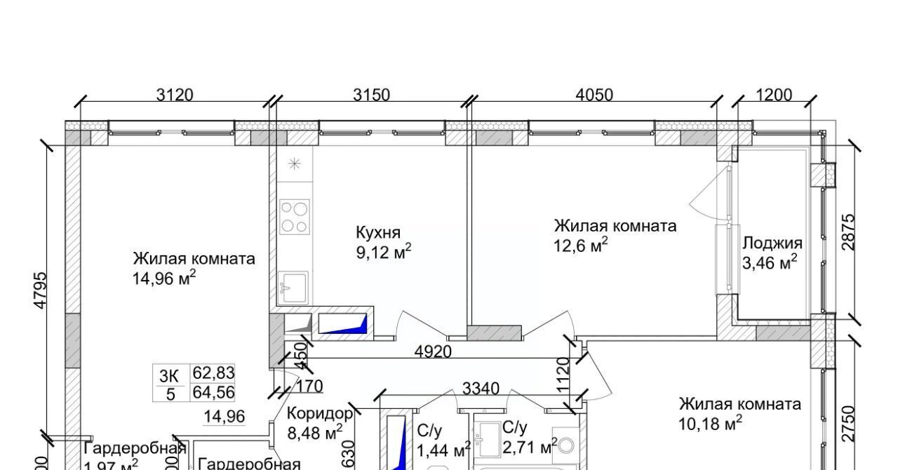 квартира г Кемерово р-н Заводский 15-й микрорайон Южный фото 5