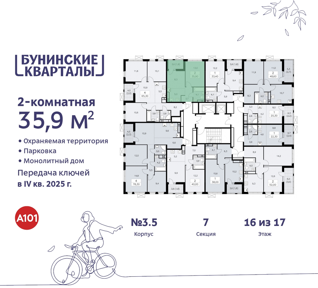 квартира г Москва п Сосенское пр-кт Куприна 2 ЖК Бунинские Кварталы метро Улица Горчакова метро Коммунарка Сосенское, Ольховая, Бунинская аллея фото 2