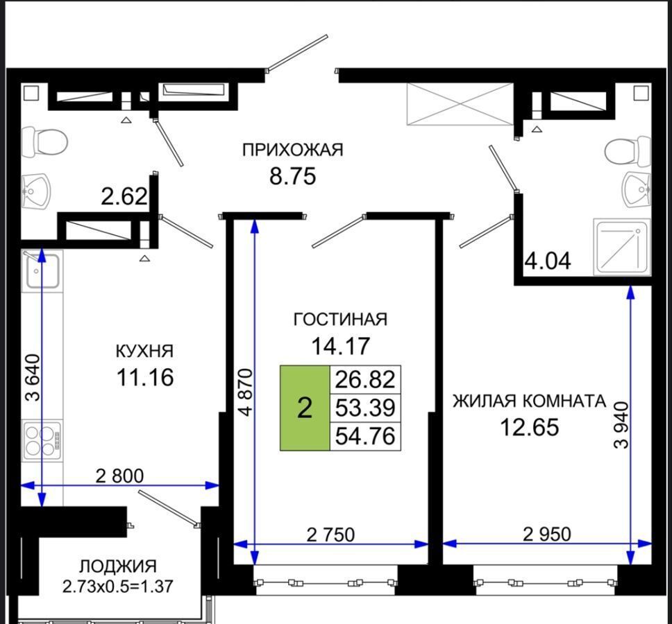 квартира г Ростов-на-Дону р-н Октябрьский пер Элеваторный ЖК «Октябрь Парк» поз. 1. 1 фото 2