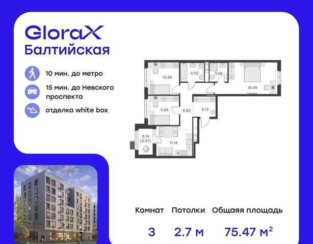 метро Балтийская ул Шкапина 43/45 GloraX City Балтийская округ Екатерингофский фото