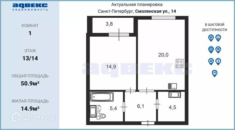 квартира г Санкт-Петербург р-н Московская Застава ул Смоленская 14 Московский фото 2