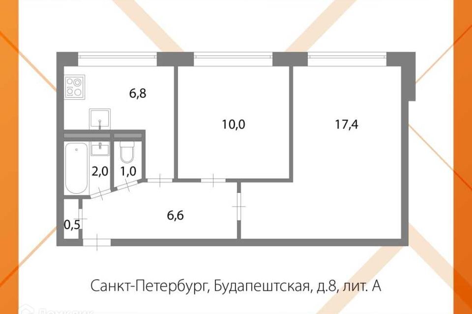 квартира г Санкт-Петербург ул Будапештская 8к/4 Фрунзенский фото 2