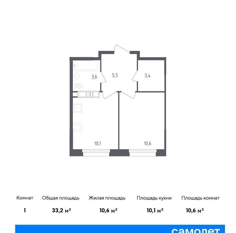 квартира г Москва п Сосенское ЖК «Ольховый Квартал» метро Коммунарка метро Ольховая к 2. 1 фото 1