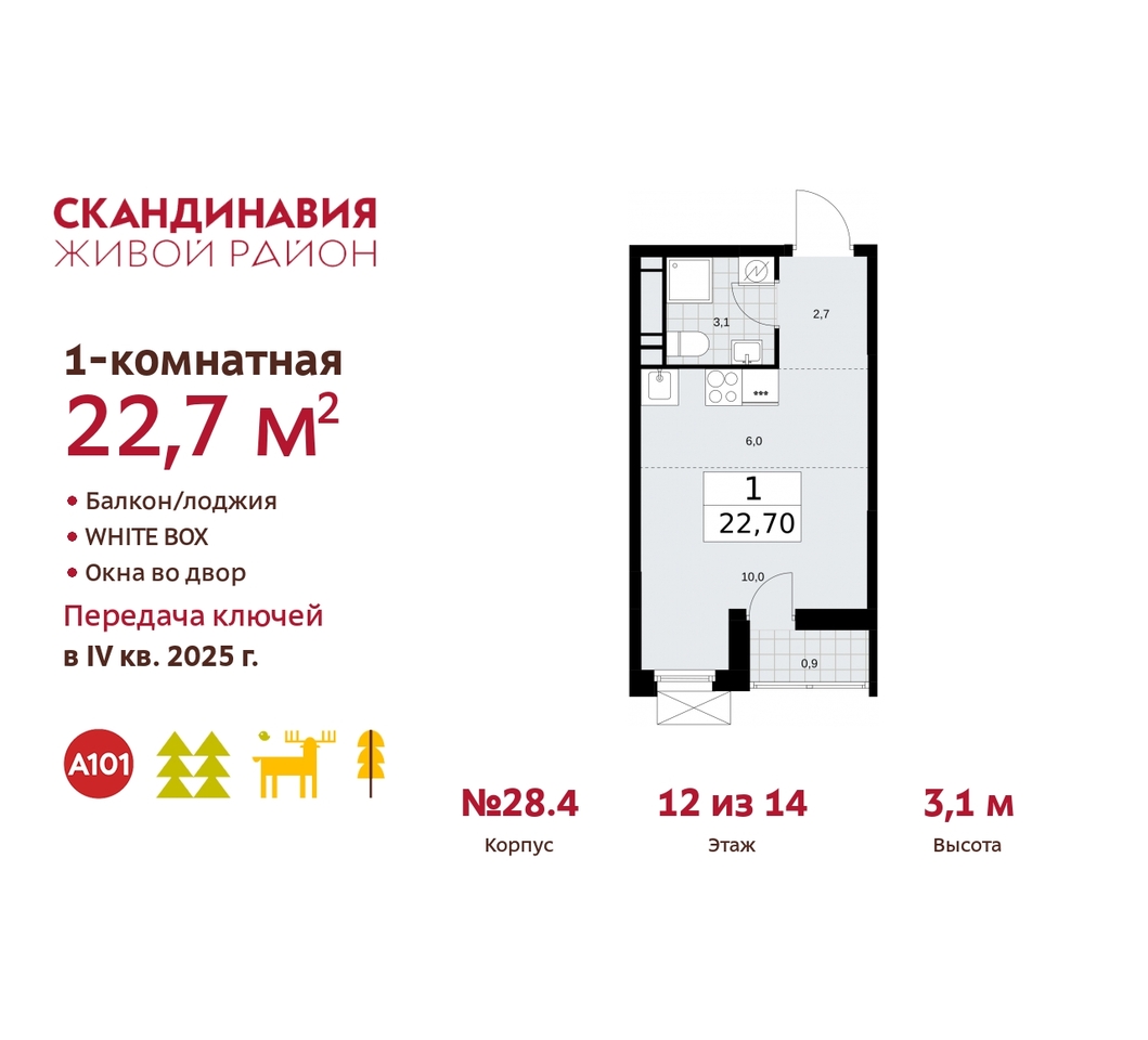 квартира г Москва п Сосенское жилой район «Скандинавия» Сосенское, жилой комплекс Скандинавия, 28. 4, Бутово фото 1