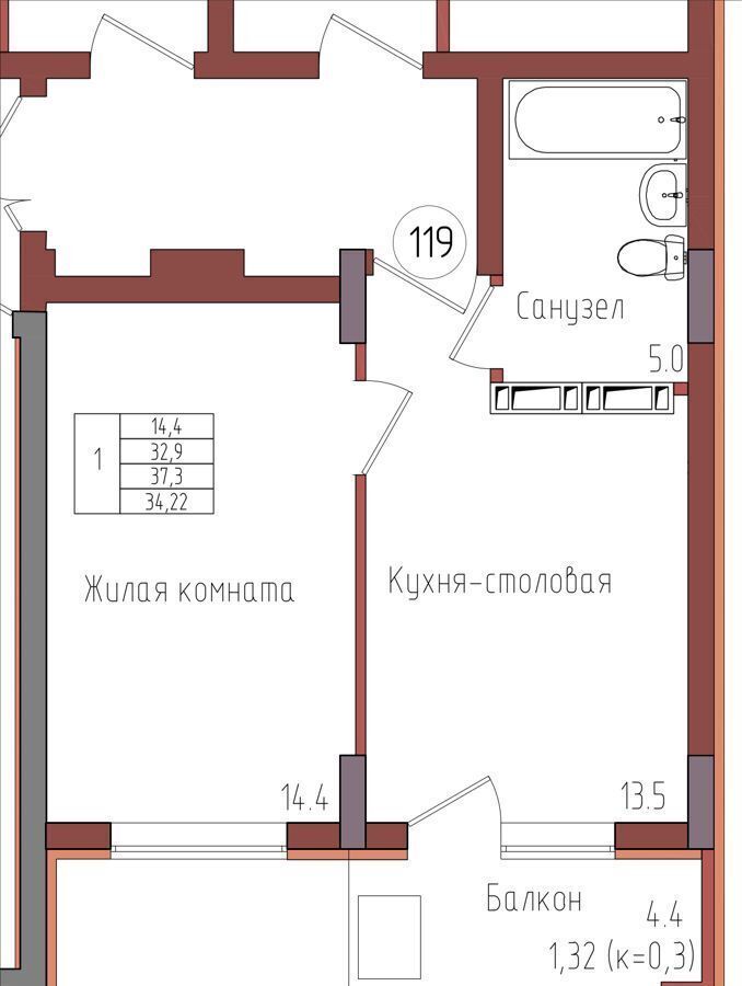 квартира г Калининград р-н Центральный ул Дубовая аллея 2 ЖК «Теодор Кроне» корп. 1, д. 3А фото 1