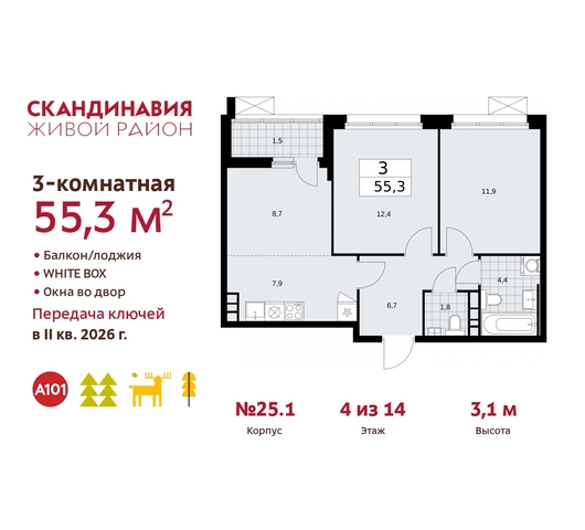 квартира дом 25/1 жилой район «Скандинавия» Сосенское, Бутово фото