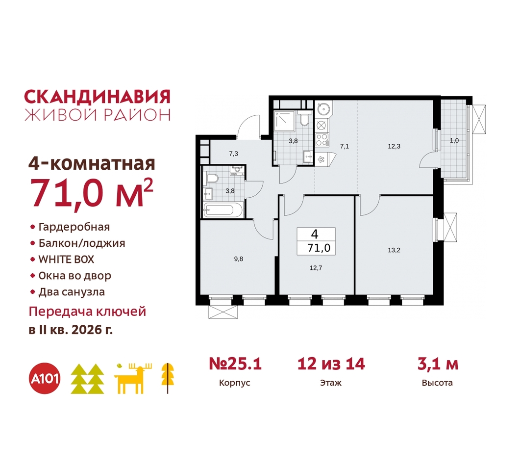 квартира г Москва п Сосенское б-р Скандинавский 25/1 жилой район «Скандинавия» Сосенское, Бутово фото 1