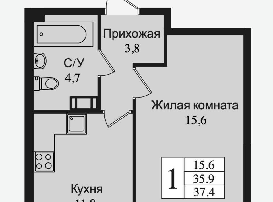 квартира г Всеволожск Южный ул Крымская 1 Проспект Большевиков фото 1