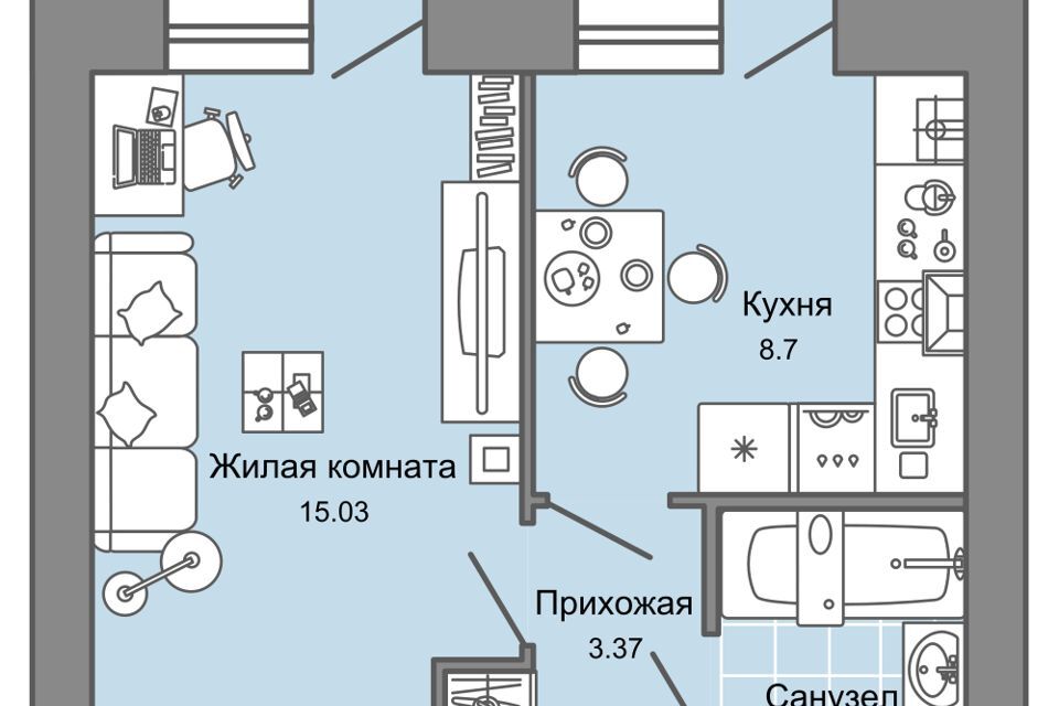 квартира г Ульяновск б-р Военных строителей 3 городской округ Ульяновск фото 1