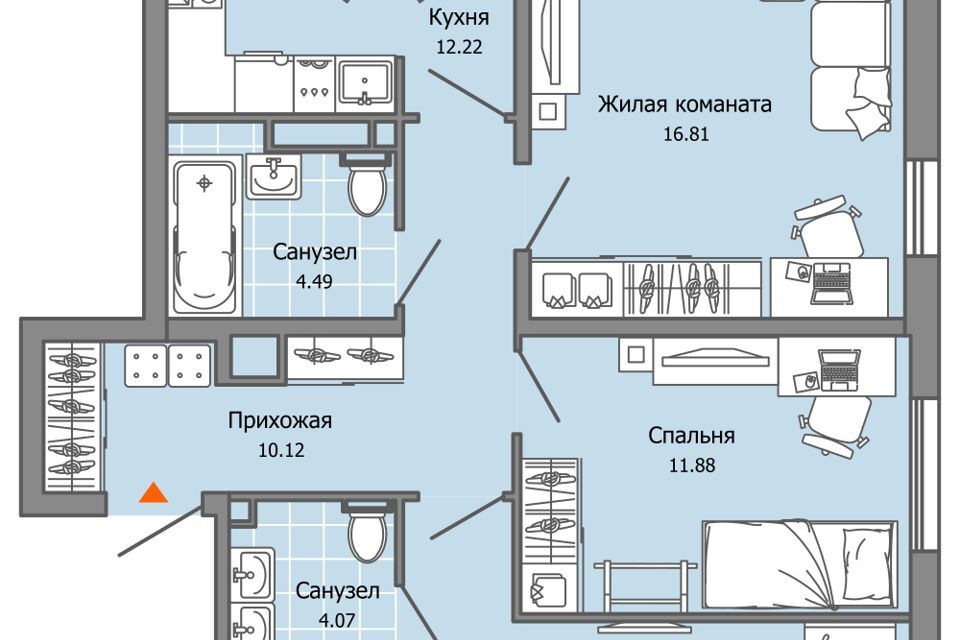 квартира г Ульяновск р-н Засвияжский ул Юго-Западная 16 городской округ Ульяновск фото 1