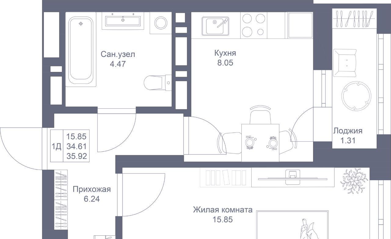 квартира г Казань метро Горки ПК 1-1, Мой Ритм жилой комплекс фото 1