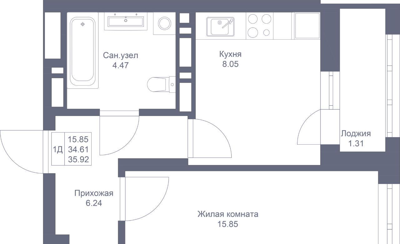 квартира г Казань метро Горки ПК 1-1, Мой Ритм жилой комплекс фото 3