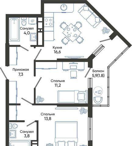 р-н Центральный ул Куникова 1 блок-секции 1-5 фото