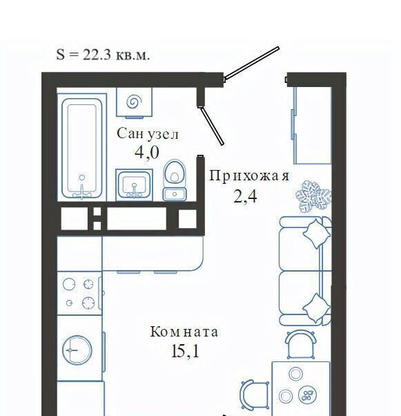 квартира г Новороссийск р-н Центральный ЖК Облака 2 фото 1