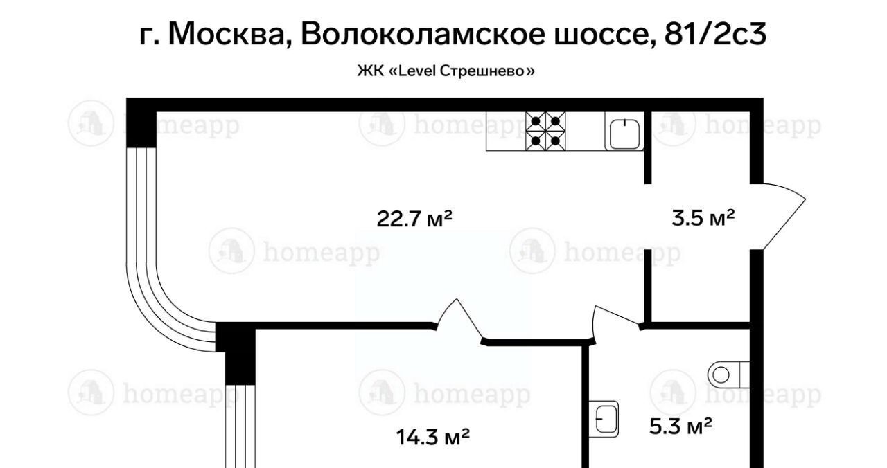 квартира г Москва метро Тушинская ш Волоколамское 81/2с 3 апарт-комплекс «Level Стрешнево» муниципальный округ Покровское-Стрешнево фото 2