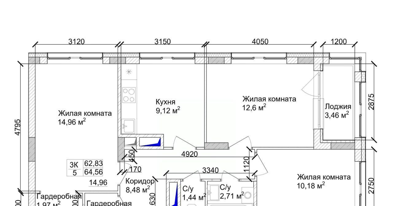 квартира г Кемерово р-н Заводский 15-й микрорайон Южный фото 5