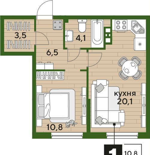 квартира г Краснодар р-н Прикубанский Мкр. «DOGMA PARK» ул. Красных Партизан/Азовская, лит. 3 фото 2