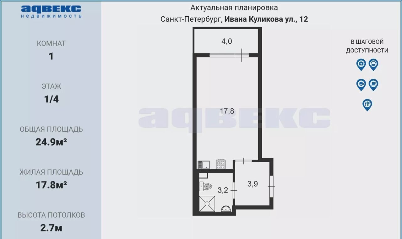 квартира г Санкт-Петербург р-н Красносельский ул Ивана Куликова 12 фото 1