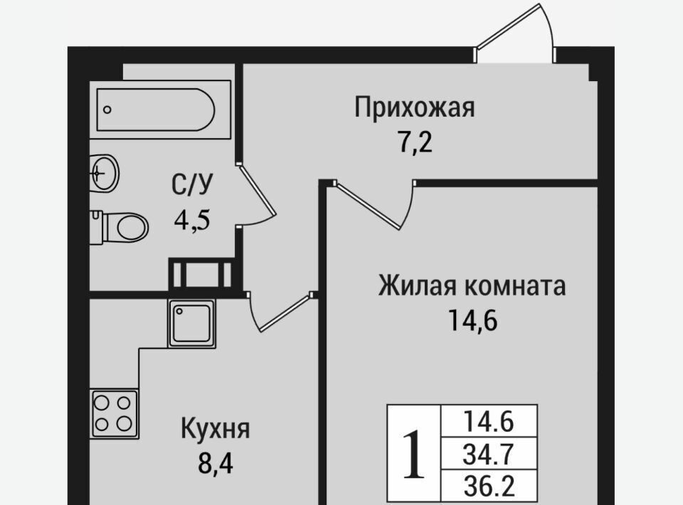 квартира г Всеволожск Южный ул Крымская 1 Проспект Большевиков фото 1