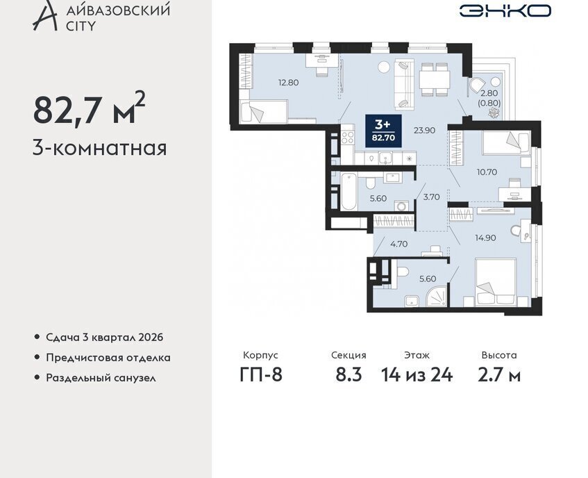 квартира г Тюмень ЖК Айвазовский фото 1