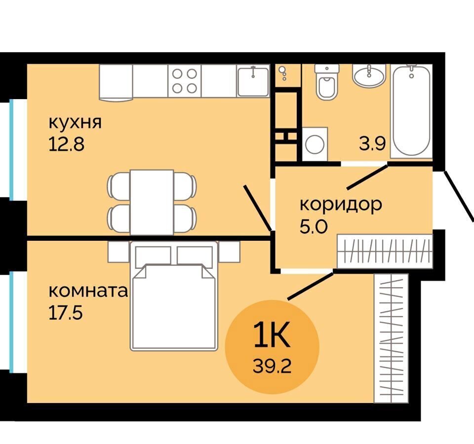 квартира г Пермь р-н Свердловский ул Яблочкова 5 корп. 4, блок-секция 4. 1-4.2 фото 1