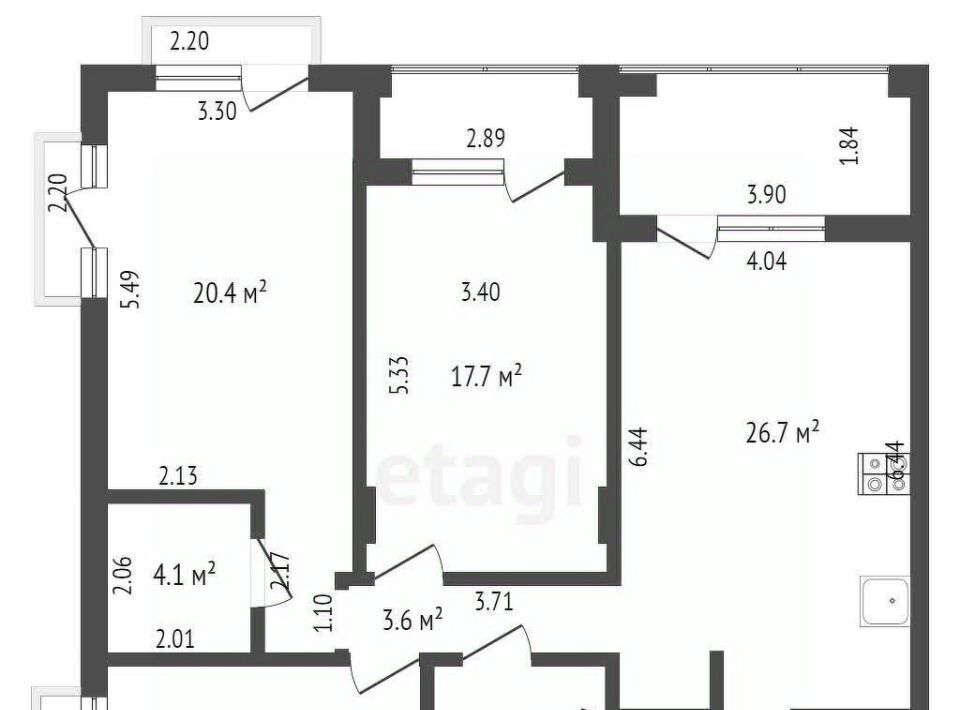 квартира г Калининград р-н Ленинградский ул Молодой гвардии 34к/3 фото 35