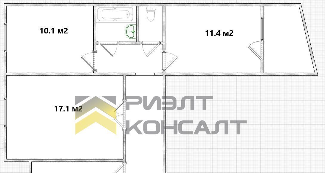 квартира г Омск р-н Центральный ул Кемеровская 17 фото 13