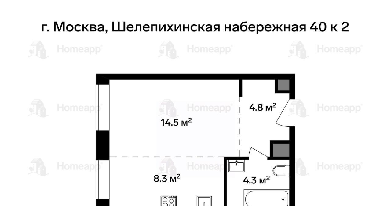 квартира г Москва метро Шелепиха наб Шелепихинская 40к/2 муниципальный округ Хорошёво-Мнёвники фото 2