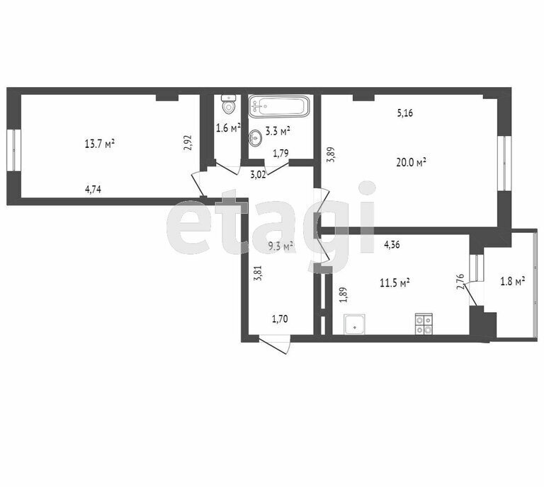 квартира г Омск б-р Архитекторов 8к/1 фото 12