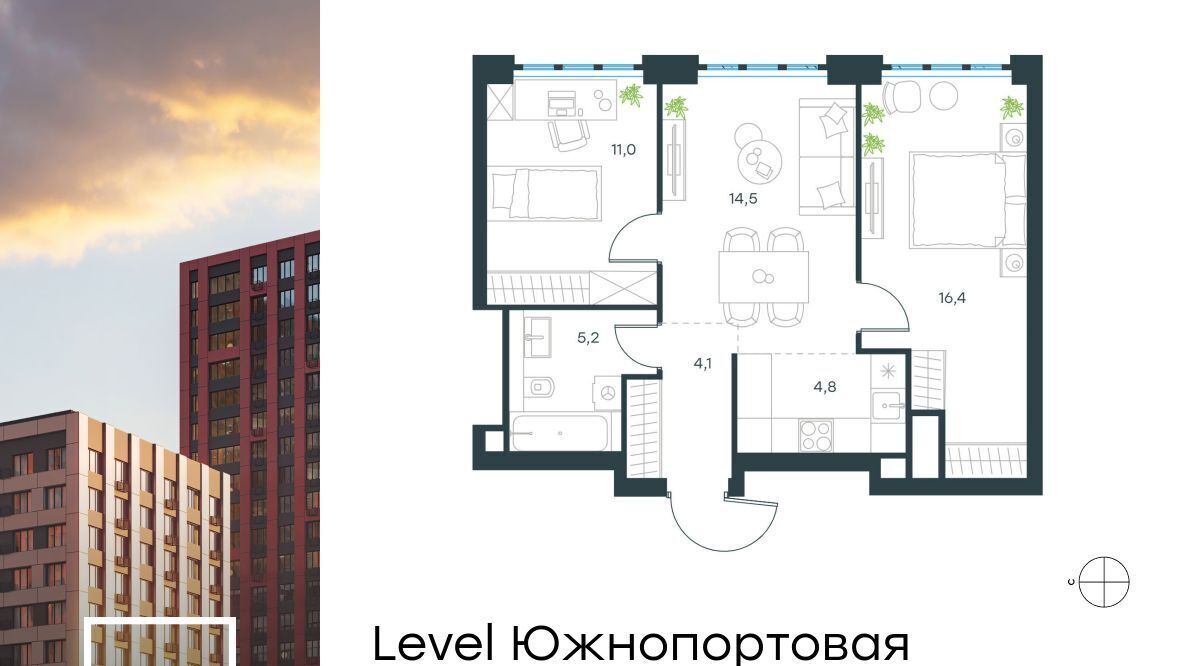 квартира г Москва метро Кожуховская ЖК Левел Южнопортовая 1 муниципальный округ Печатники фото 1