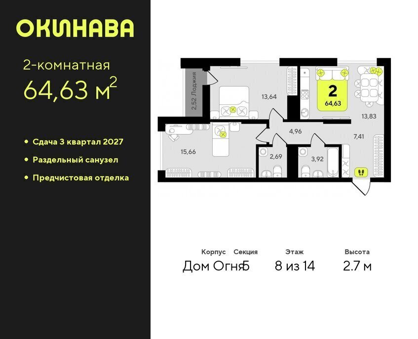 квартира г Тюмень ЖК «‎Окинава» Центральный административный округ фото 1