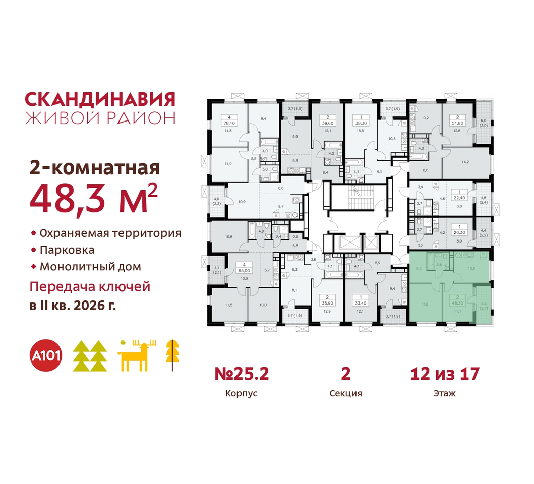 квартира г Москва п Сосенское б-р Скандинавский 25/2 жилой район «Скандинавия» Сосенское, Бутово фото 2