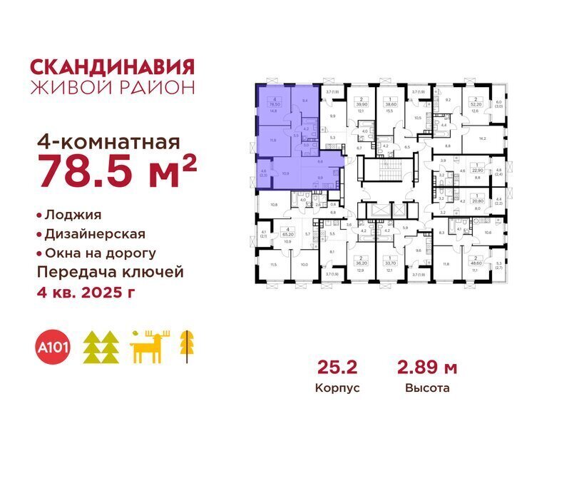 квартира г Москва метро Коммунарка ТиНАО жилой комплекс Скандинавия, 25. 2 фото 2