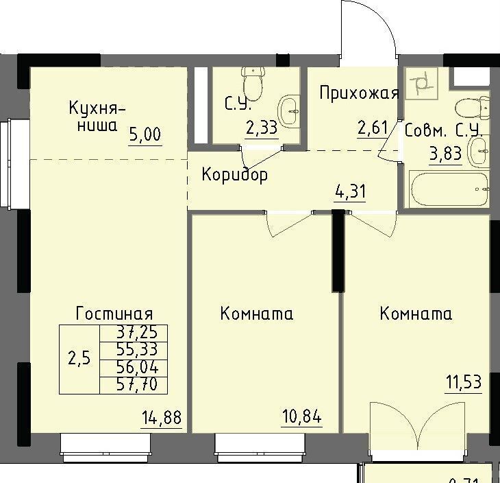 квартира г Ижевск р-н Ленинский Строитель ул Луначарского 2 фото 1