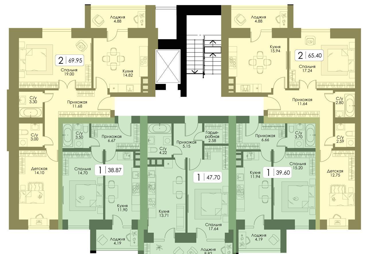 квартира г Смоленск п Одинцово р-н Ленинский д. 7, блок-секц. 1, 2, 3 фото 2