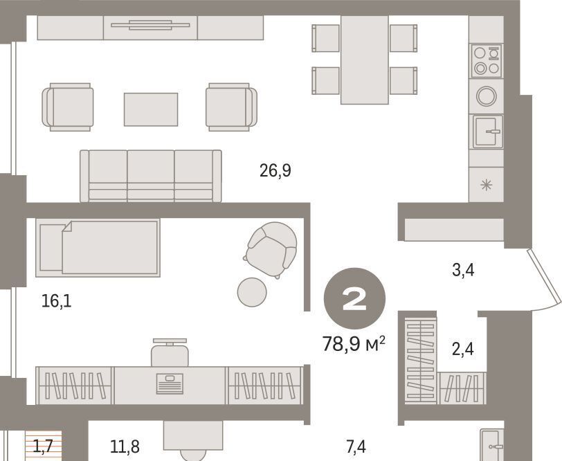 квартира г Сургут 35-й микрорайон ЖК квартал Новин 35-й фото 1