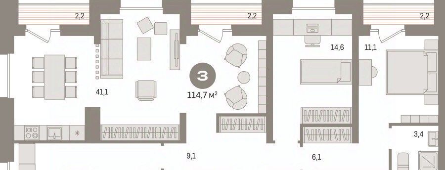 квартира г Сургут 35-й микрорайон ЖК квартал Новин 35-й фото 1