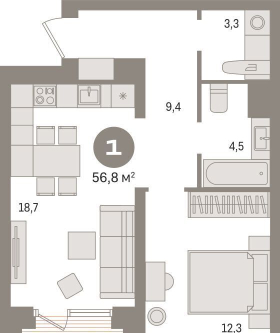 квартира г Сургут 35-й микрорайон ЖК квартал Новин 35-й фото 1