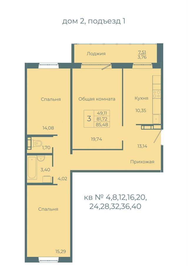 квартира г Кемерово р-н Заводский ул 1-я Линия Жилой дом № 2 фото 1