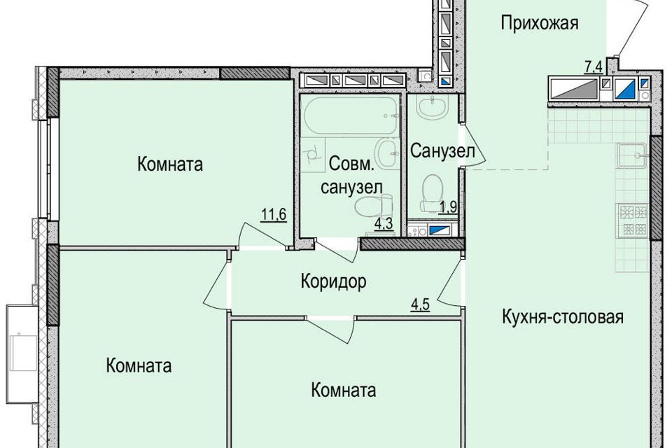 квартира г Ижевск р-н Первомайский Центральный ул Красная 122/1 городской округ Ижевск фото 1