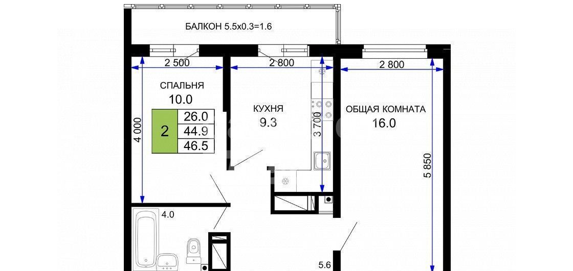 квартира г Краснодар р-н Прикубанский ул Домбайская 55 фото 1