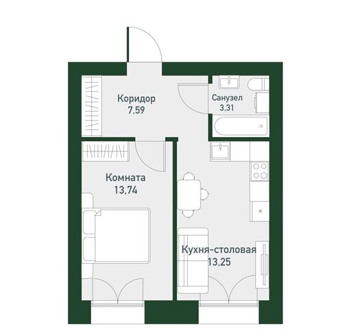 квартира р-н Ленинский КП «Твоя Привилегия» кв-л 45, стр. 1. 1 фото