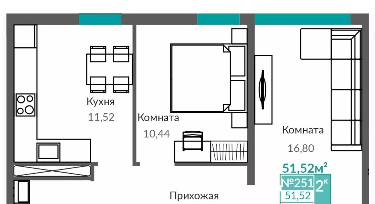 квартира г Симферополь р-н Киевский Крымская Роза ЖК "АБРИКОС" фото 6