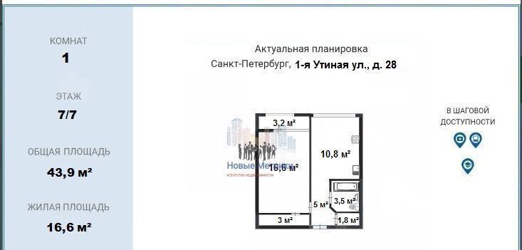 квартира г Санкт-Петербург метро Озерки ул 1-я Утиная 28 округ Коломяги фото 23