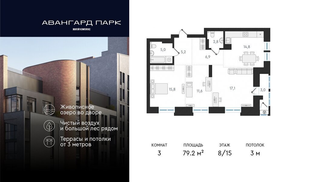 квартира г Новосибирск р-н Заельцовский Заельцовская Карьер Мочище жилой комплекс Авангард Парк фото 1